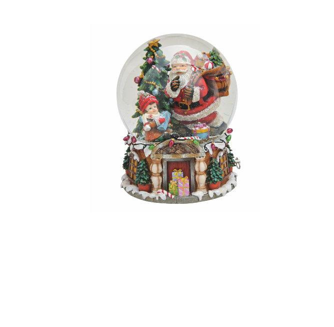 Glob muzical de zapada cu Mos Craciun, 20 cm